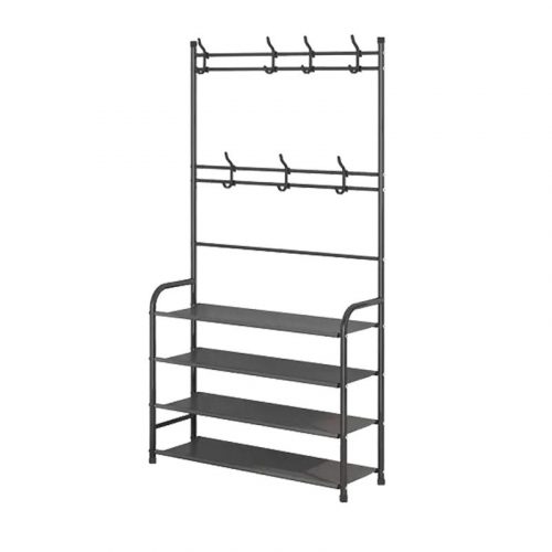 BORMANN ELITE ELŐSZOBA ÁLLVÁNY FOGASSAL ÉS 4 DB CIPŐTARTÓ POLCCAL, 60x26x153cm FÉM KERETTEL (BPC2250)