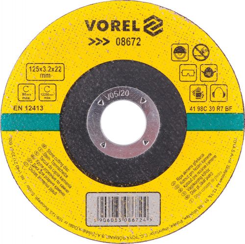 VOREL Kővágótárcsa 125X3,2X22 mm (08672)