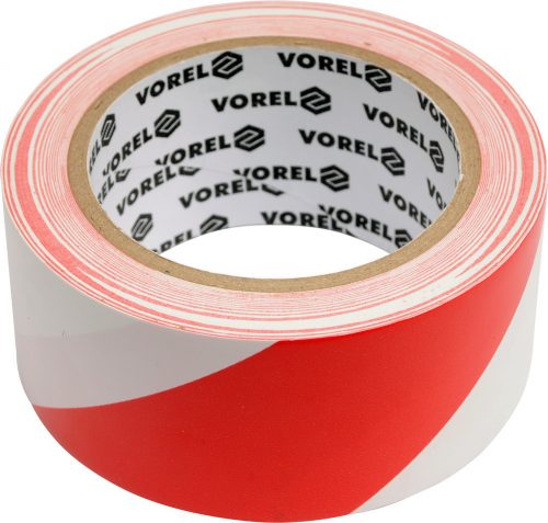 VOREL Jelzőszalag öntapadós piros-fehér 48 mm x 33 m PVC (75230)