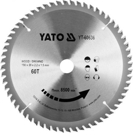 YATO Fűrésztárcsa fához 190 x 20 mm 60T (YT-60636)