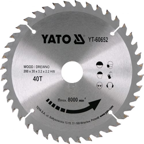 YATO Fűrésztárcsa fához 200 x 30 mm 40T (YT-60652)