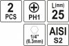 YATO Bitek PH1 25mm 1/4 2 db (YT-77871)