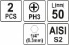 YATO 2 db 50mm 1/4 Bit PH3 (YT-77877)