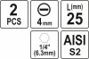 YATO Bitek 1/4 25mm, 4mm 2 db (YT-77891)
