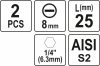 YATO Bitek 1/4 25mm, 8mm 2 db (YT-77894)