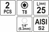 YATO Bitek torx T8 25mm 1/4 2 db (YT-77900)