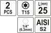 YATO Bitek torx T15 25mm 1/4 2 db (YT-77903)