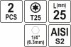 YATO Bitek torx T25 25mm 1/4 2 db (YT-77905)