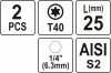 YATO Bitek torx T40 25mm 1/4 2 db (YT-77908)